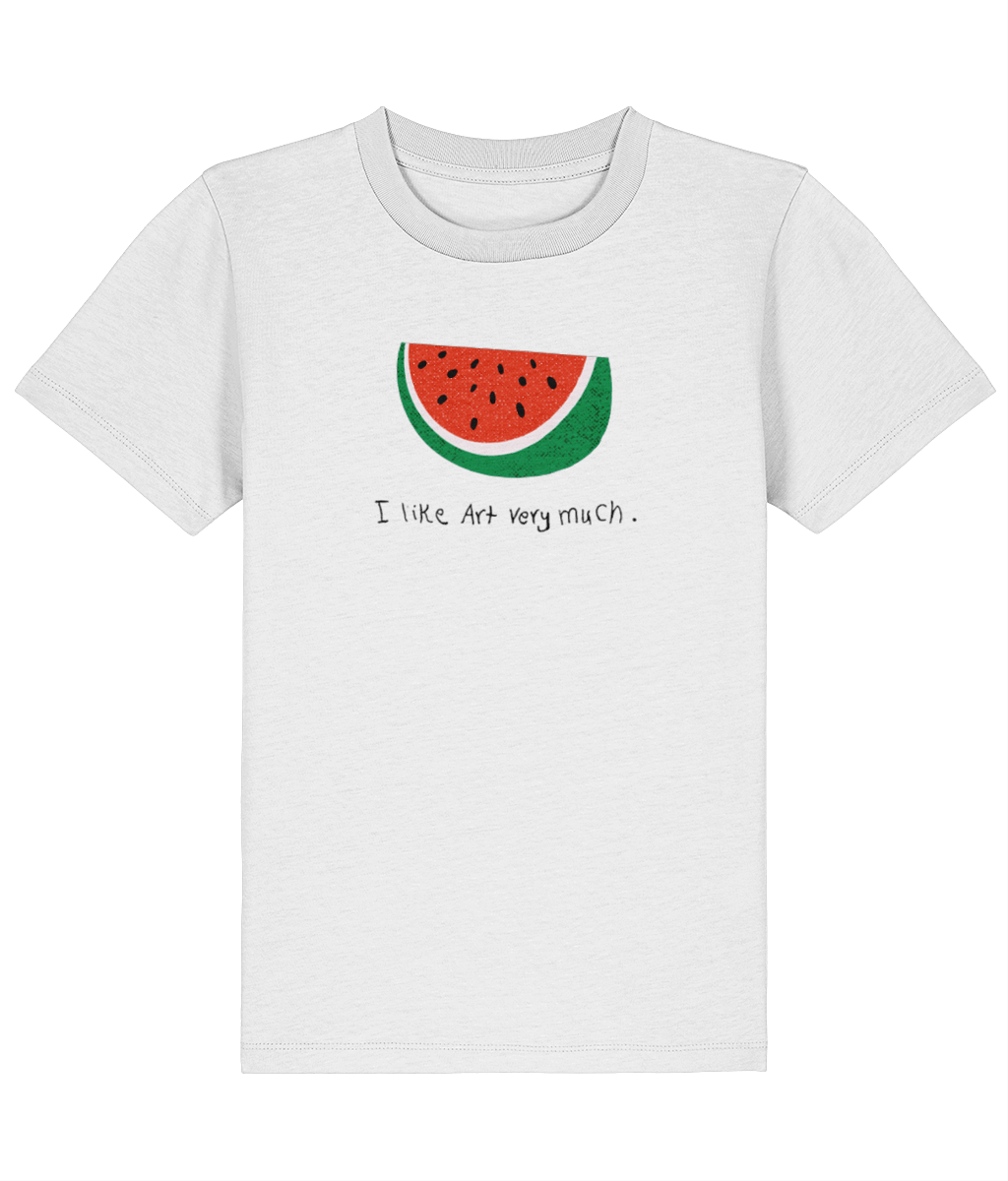 I like Art very much. - Palestine Half Watermelon - KIDS T-shirt - WHITE