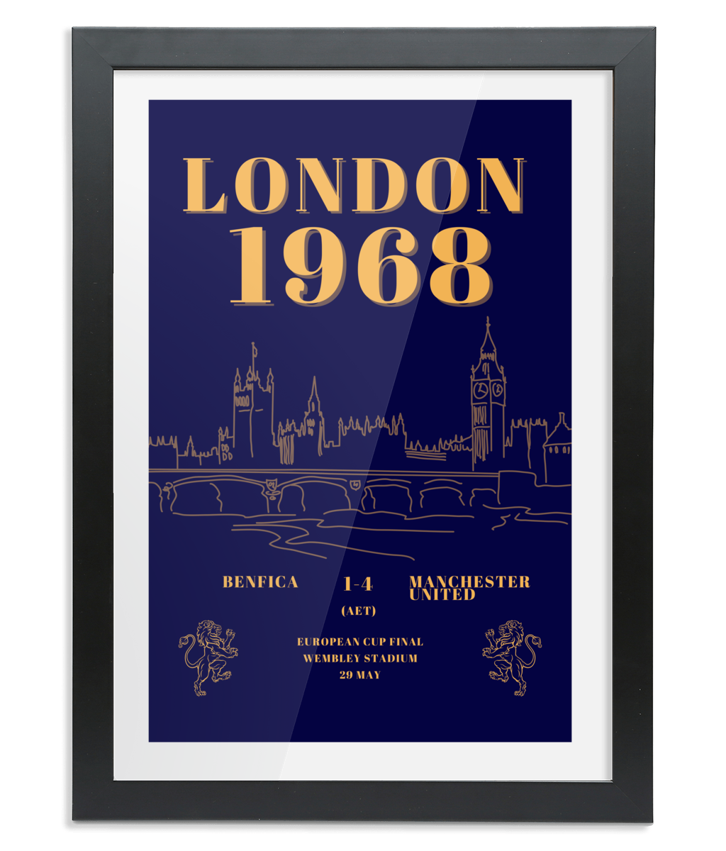 1968 European Cup Final - Framed A3 Art Print