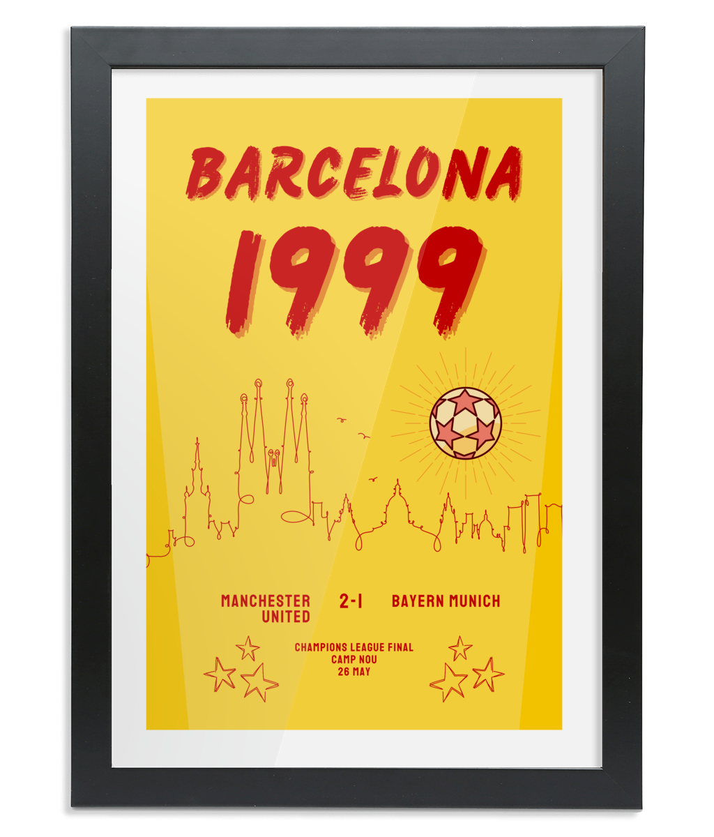 1999 Champions League Final - Framed A3 Art Print