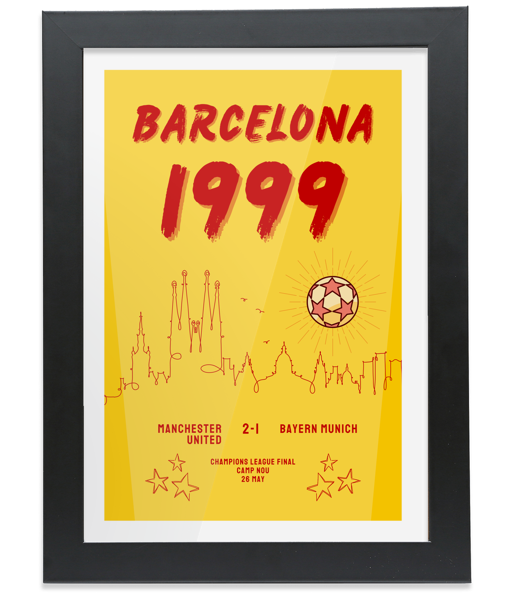 1999 Champions League Final - Framed A4 Art Print