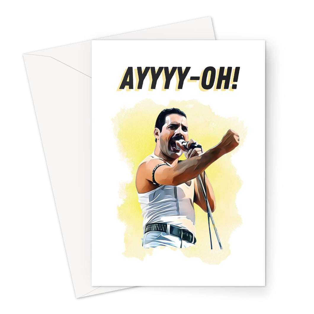 Freddie Mecury Ay-Oh Greeting Card