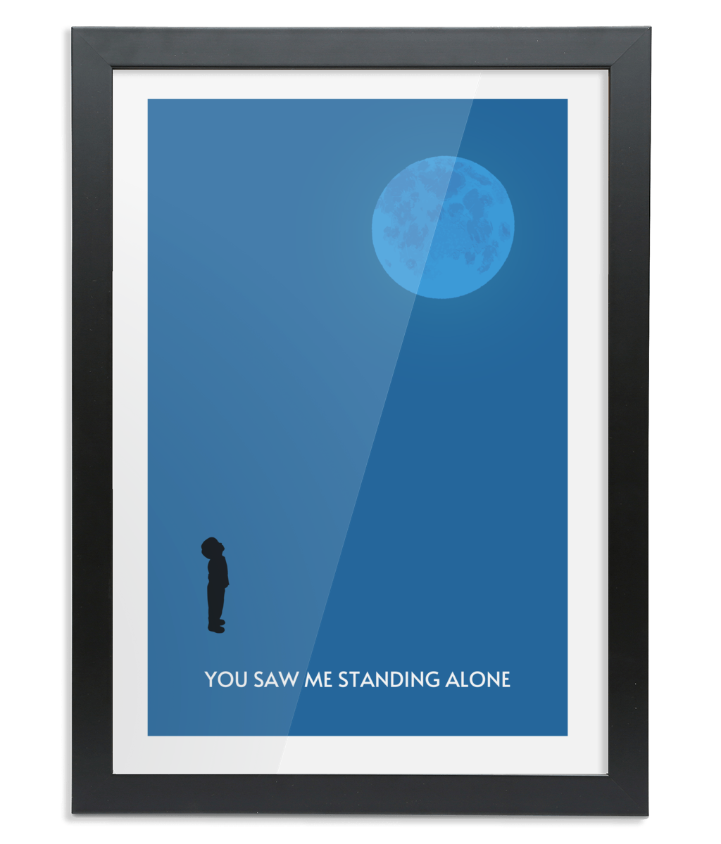 Blue Moon You Saw Me Standing Alone - Manchester City - Framed A3 Art Print